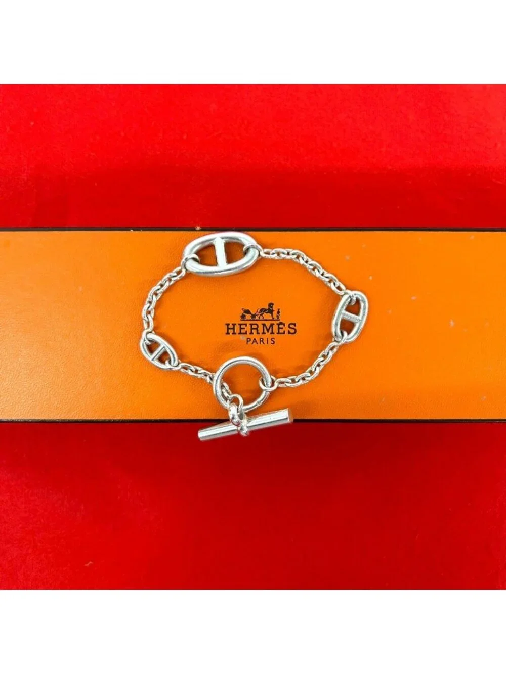 Hermes Farandole LG Bracelet 925 Sterling Silver Chain Bangle